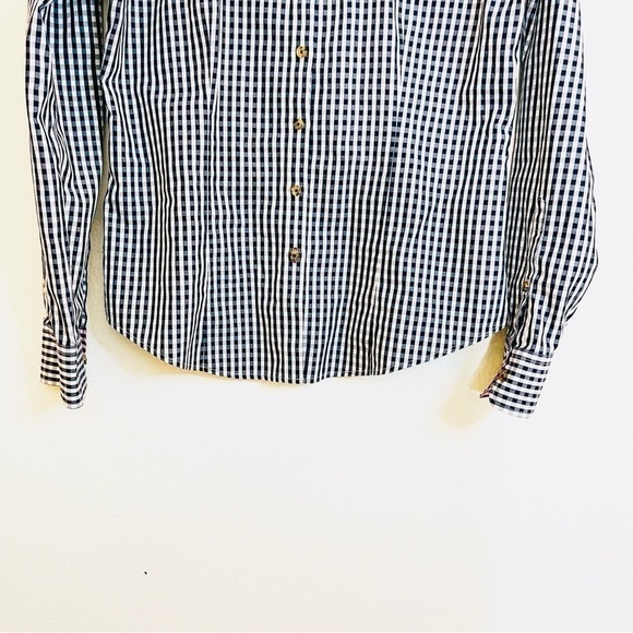 Brooks Brothers Plaid Button Down Shirt Size 4 Black/White - Picture 6 of 9